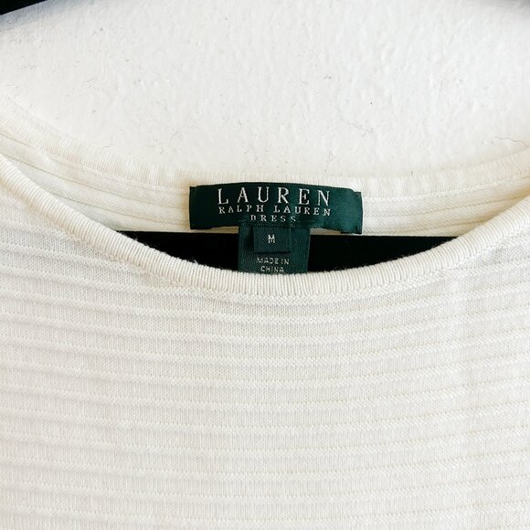 LAUREN RALPH LAUREN Ivory Cotton Sleeveless Knee Length Fit + Flare Dress - Picture 6 of 8